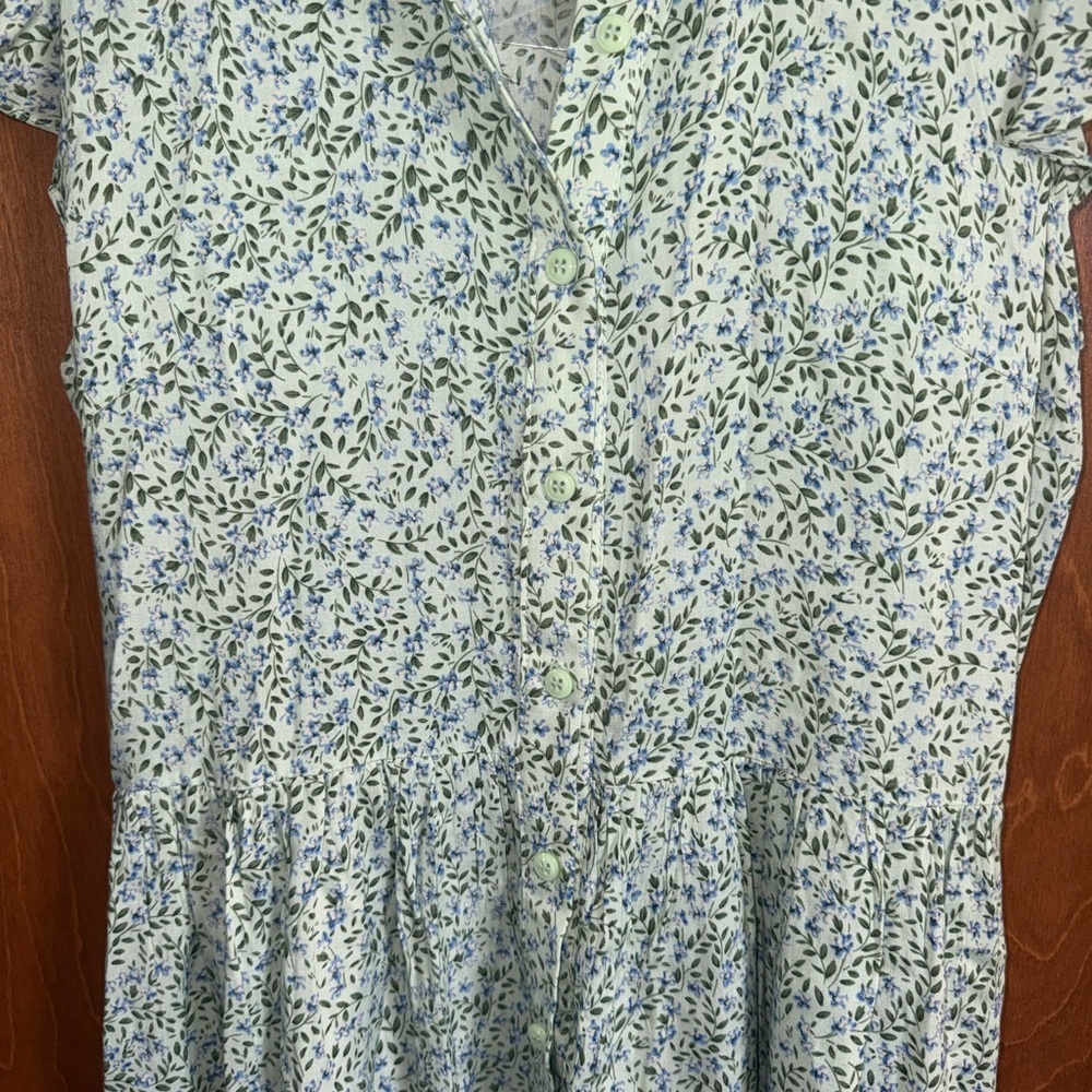 Floral Button Front Mini Dress NWT Lightweight Spring Summer Dress Size S - Picture 2 of 6